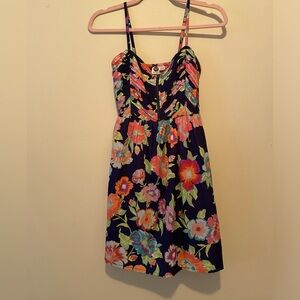 Roxy Hello Petal Floral Smocked Mini Dress. Adjustable Spaghetti Straps. Size XS